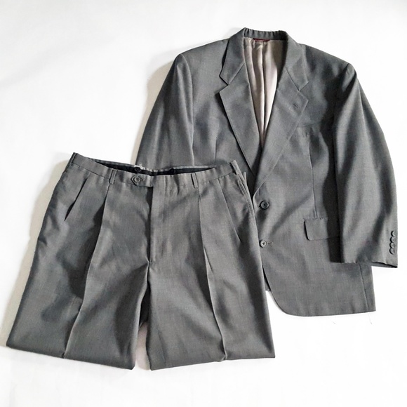 Hart Schaffner Marx Men's Solid Wool Suit 44S Gray - Picture 5 of 7